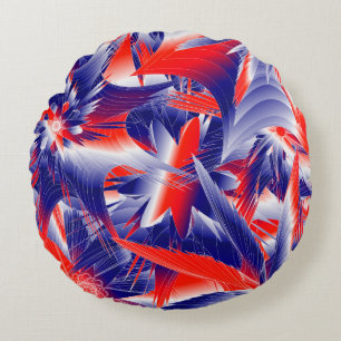 Coussins Ronds Étoiles Abstraites  Rouge Blanc et Bleu