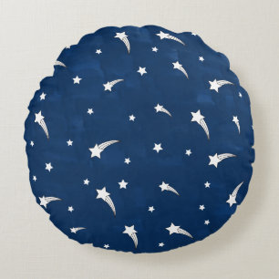 Coussins Ronds Etoiles de tir Aquarelle bleu marine