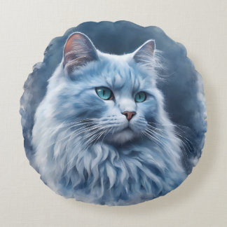 Coussins Ronds Étui de téléphone artistique élégant Chat Blanc Ye