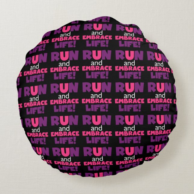 Coussins Ronds Exécuter Embrasser la vie rose pourpre (Dos)