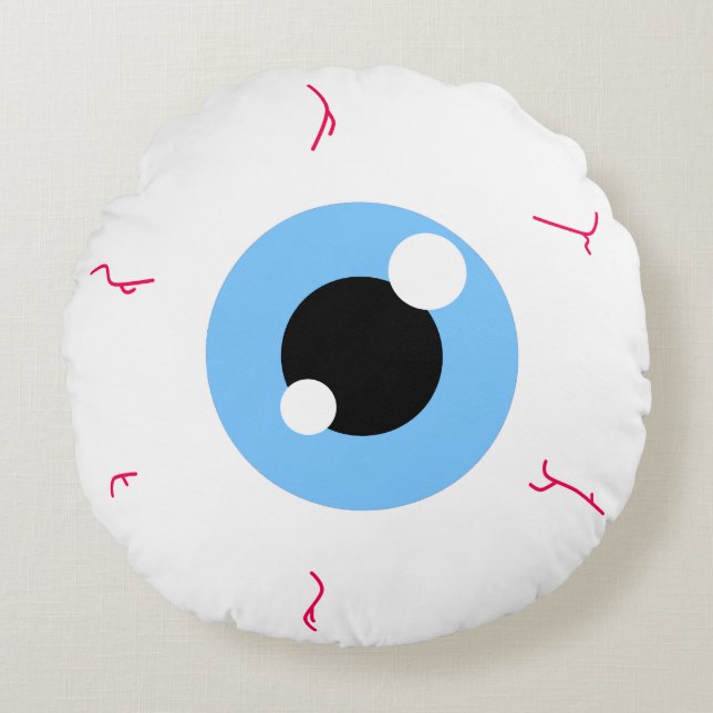 Coussins Ronds Eyeball bleu clair simple (Devant)