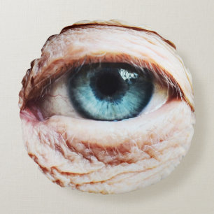 Coussins Ronds Eyeball effrayant & Halloween Oeil bleu/vert - éff