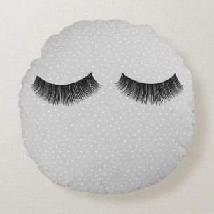 Coussins Ronds Eyelashes Noirs Sur Pois Gris