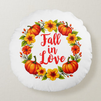 Coussins Ronds Fall in Love : Vibrant Automne Wreath Design