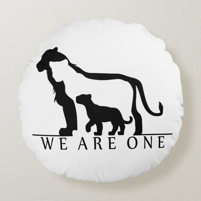 Coussins Ronds Famille Lion (version blanche) (Devant)