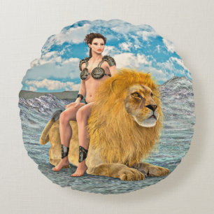 Coussins Ronds Fantaisie de la Reine Lion