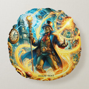 Coussins Ronds Fantastique Mignon Magicien Steampunk du Temps