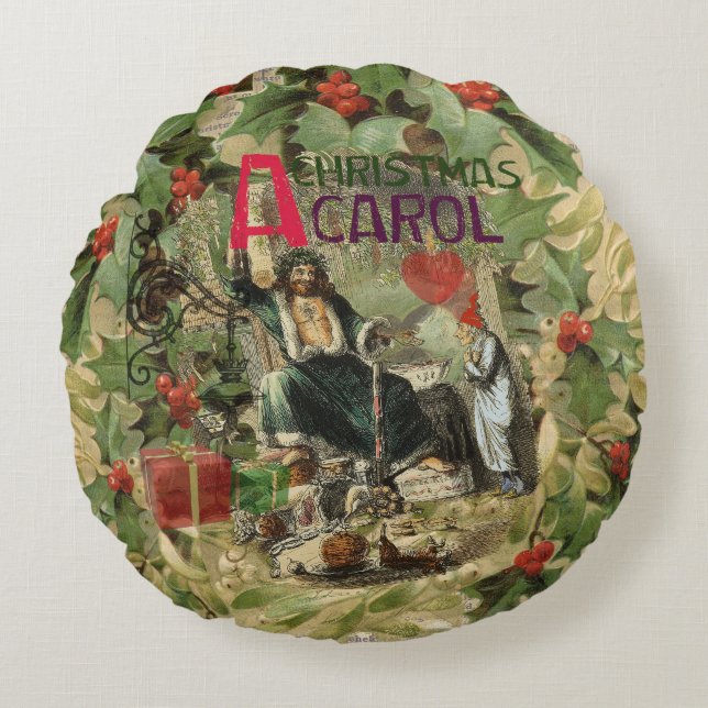 Coussins Ronds Fantôme de Noël Illustration actuelle Scrooge (Devant)