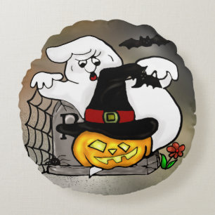 Coussins Ronds Fantôme et citrouille de Halloween