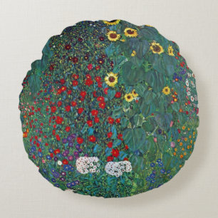 Coussins Ronds Farmergarden avec Tournesol de Klimt, Fleurs Vinta