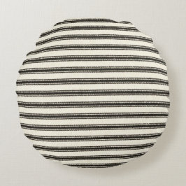 Coussins Ronds Farmhouse Black Ticking