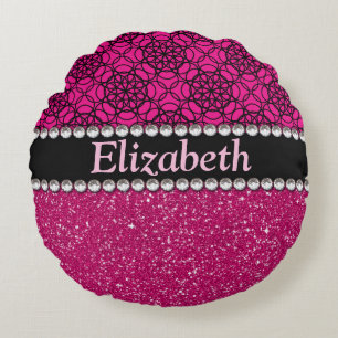 Coussins Ronds Fausses pierres roses et noires de parties