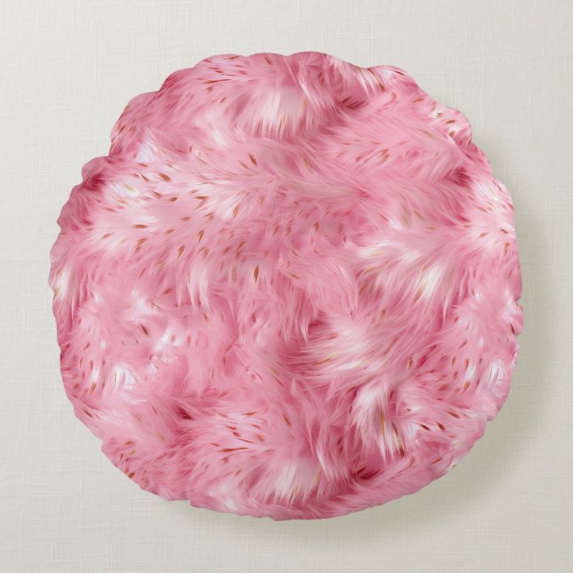 Coussins Ronds Faux Faux Rose (Devant)