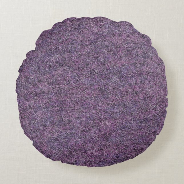 Coussins Ronds Faux Shag blanc violet noir épais (Devant)