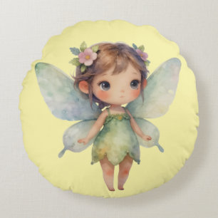Coussins Ronds Fée de la Forêt Enchantée : lutin vert pastel