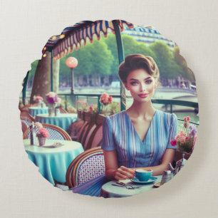 Coussins Ronds Femme dans un restaurant