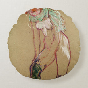Coussins Ronds Femme de Henri De Toulouse-Lautrec   tirant vers