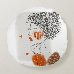Coussins Ronds Femme de mode : Lignes noires Graphiques