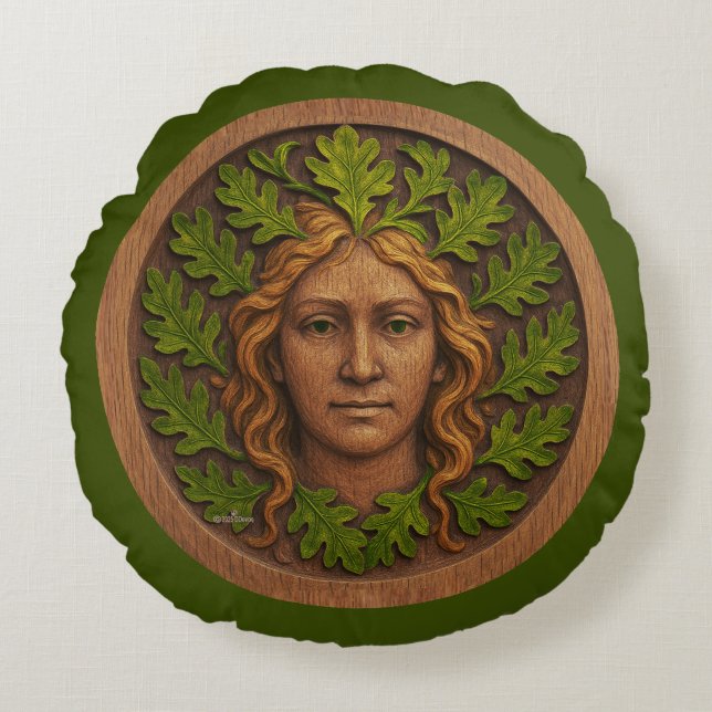 Coussins Ronds Femme verte - Bois (Devant)