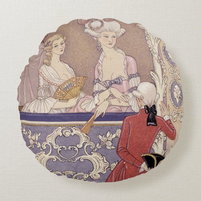 Coussins Ronds Femmes dans une boîte de théâtre, illustration de (Devant)