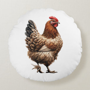 Coussins Ronds Ferme de poulets de Brown Country Barnyard Cuisine