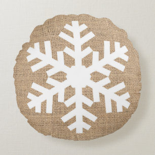 Coussins Ronds Ferme moderne Noël Flambeau de neige Rustique Burl