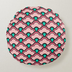 Coussins Ronds Festons chinois de Deco, rose de corail et