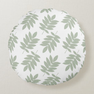 Coussins Ronds Feuille aînée grand motif 2 voies vert + blanc