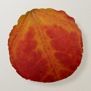 Coussins Ronds Feuille d'érable rouge Abstraite Automne Photograp