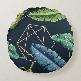 Coussins Ronds Feuilles Abstraits : Ligne Polygonale Sans Couche.