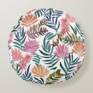 Coussins Ronds Feuilles botaniques aquarelle   Feuille florale co