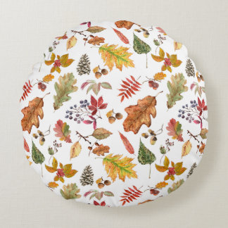 Coussins Ronds Feuilles d'automne avec maïs et baies sauvages san