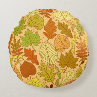 Coussins Ronds Feuilles d'automne : impression en tissu transpare