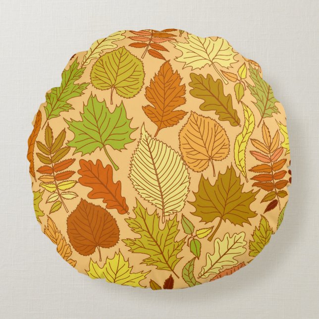 Coussins Ronds Feuilles d'automne : impression en tissu transpare (Devant)