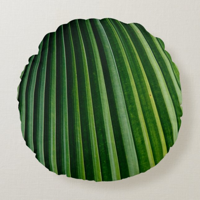 Coussins Ronds Feuilles de palmiers verts (Devant)
