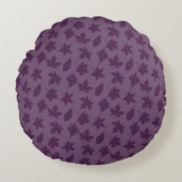 COUSSINS RONDS FEUILLES MOURANTES VIOLETTES & RAYURES VERT VIOLET