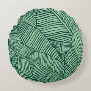 Coussins Ronds Feuilles tropicaux. Texture transparente avec feui