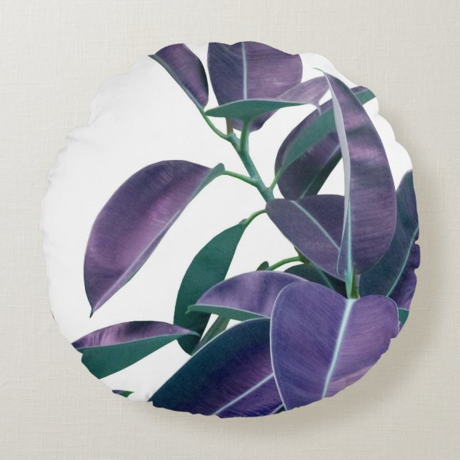 Coussins Ronds  Ficus Elastica Violet Vert Glam #1 #tropical  (Devant)