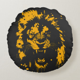 Coussins Ronds Fierce rugissement lion splash art