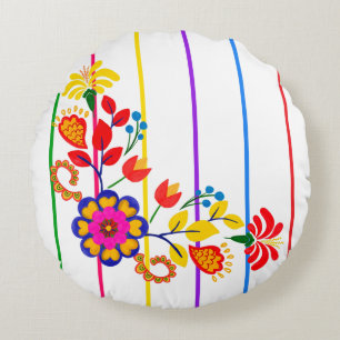 Coussins Ronds Fière d'être Latino Baby shower   Fleurs & rayures