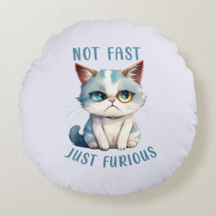 Coussins Ronds Fiery Feline Spirit - Sassy Angry Cat Design