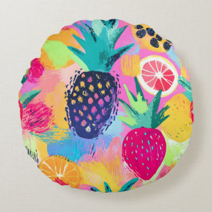 Coussins Ronds Fiesta Abstraite de fruits tropicaux Paradise