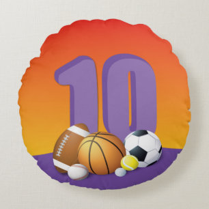 Coussins Ronds Fille 10e anniversaire des balles de sport