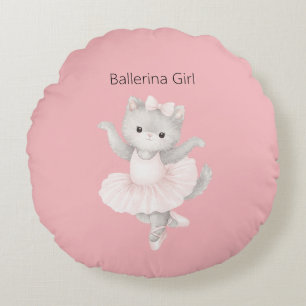 Coussins Ronds Fille ballerine chaton gris