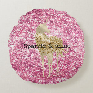 Coussins Ronds Fille Parties scintillant rose Confetti Gold Unico