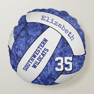 Coussins Ronds filles bleu blanc volleyball équipe couleurs