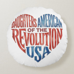 Coussins Ronds Filles de la Révolution américaine Cœur USA