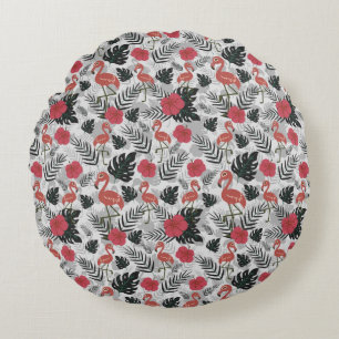 Coussins Ronds Flamant rose motif sans couture avec arrière - pla