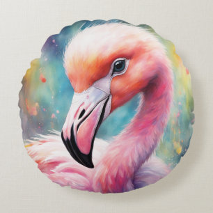 Coussins Ronds Flamant rose Rainbow Birds 2