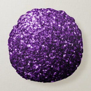 Coussins Ronds Flamme de parties scintillant foncé violet brillan